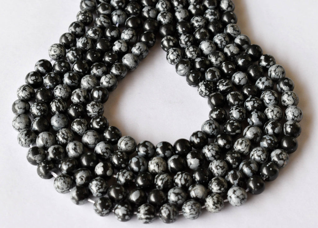 Snowflake Black Obsidian Beads, Natural Round Crystal Beads 4mm to 12mm | | Wiccan Center