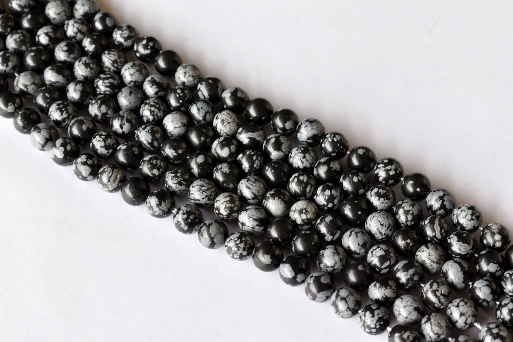 Snowflake Black Obsidian Beads, Natural Round Crystal Beads 4mm to 12mm | | Wiccan Center
