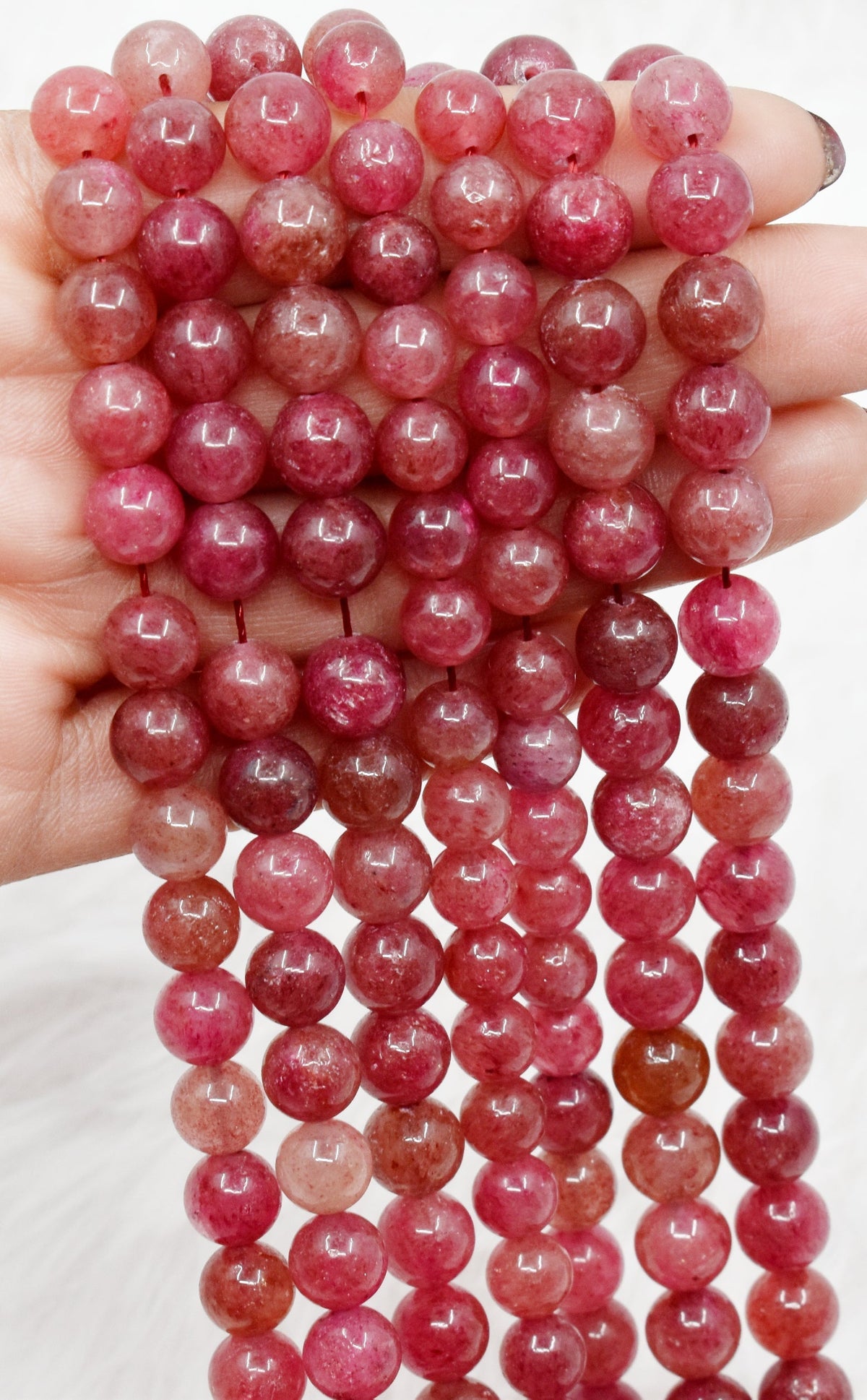 Strawberry Quartz Beads, Natural Round Crystal Beads 6mm to 10mm | | Wiccan Center