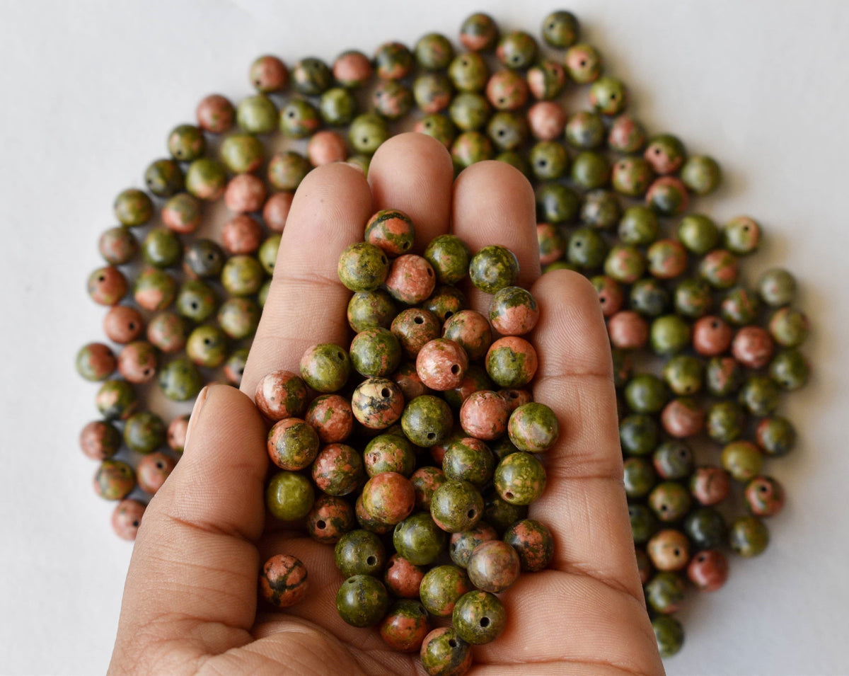 Unakite Beads, Natural Round Crystal Beads 4mm to 10mm