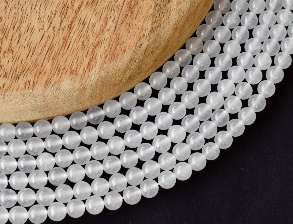 White Agate Beads, Natural Round Crystal Beads 8mm to 10mm