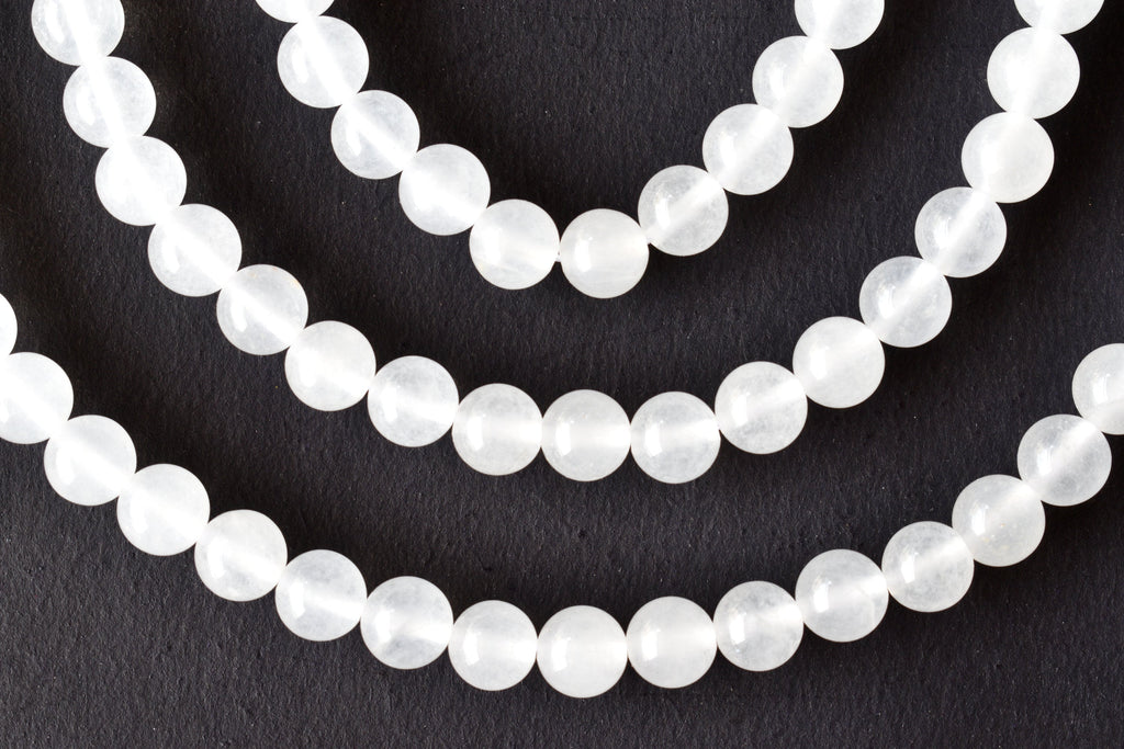 White Agate Beads, Natural Round Crystal Beads 8mm to 10mm