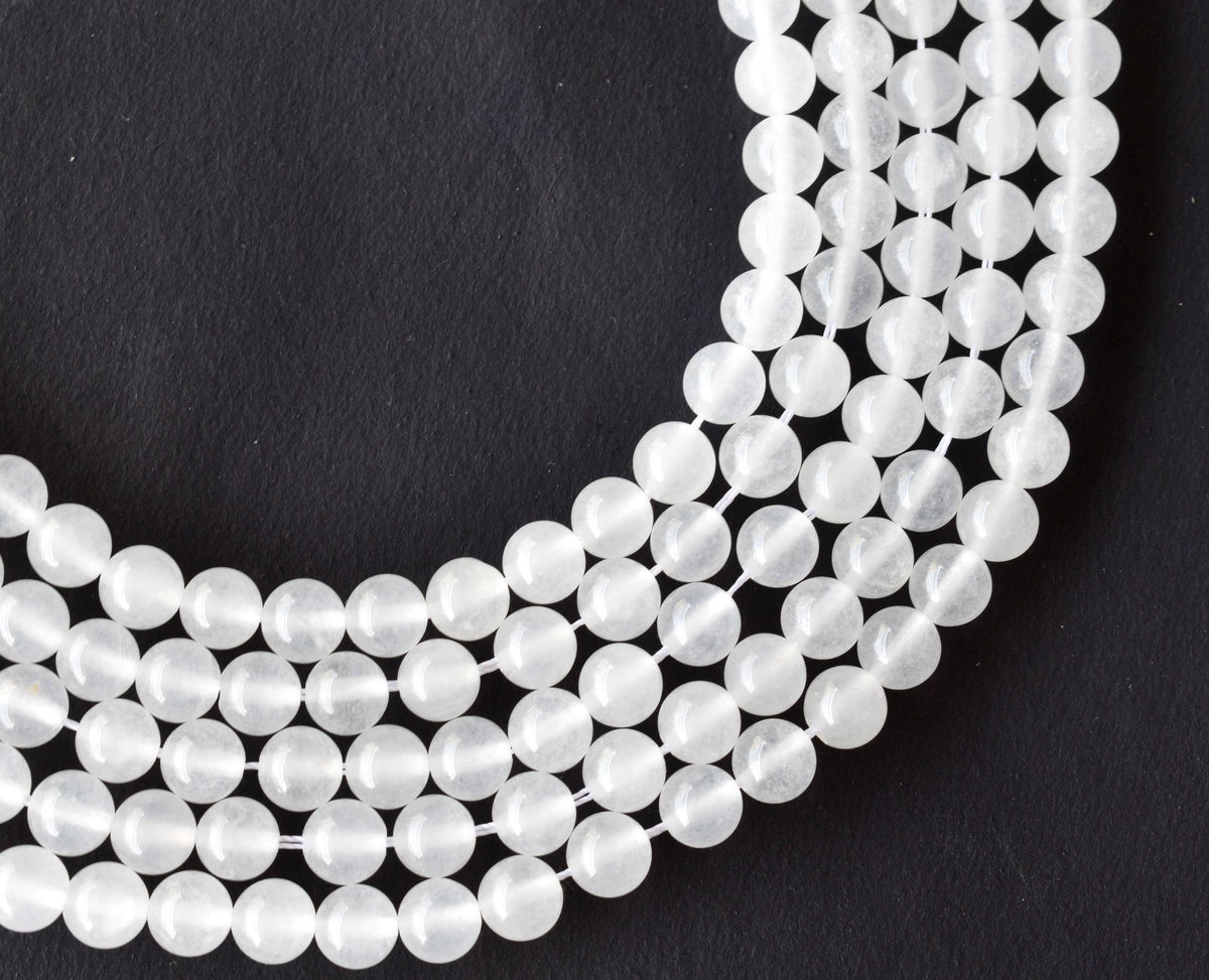 White Agate Beads, Natural Round Crystal Beads 8mm to 10mm