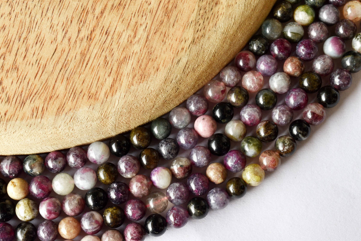 Watermelon Tourmaline Beads, Natural Round Crystal Beads 4mm to 10mm | | Wiccan Center