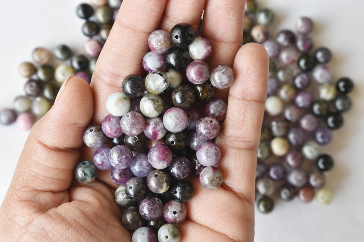 Watermelon Tourmaline Beads, Natural Round Crystal Beads 4mm to 10mm | | Wiccan Center