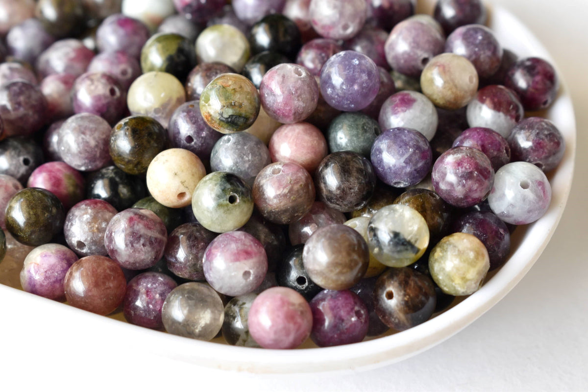 Watermelon Tourmaline Beads, Natural Round Crystal Beads 4mm to 10mm | | Wiccan Center
