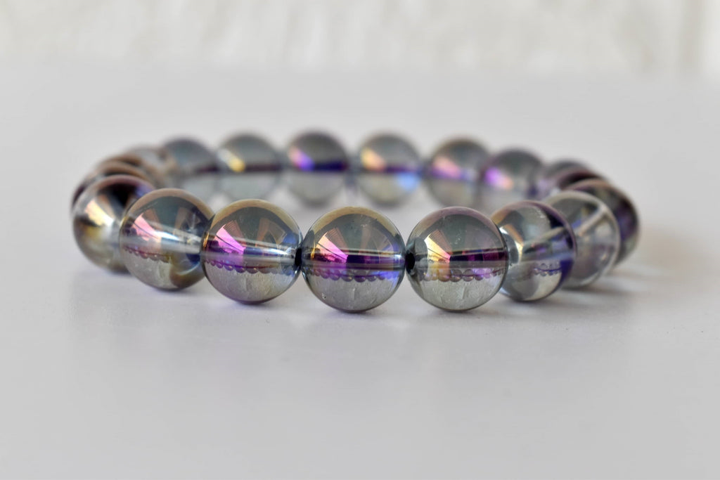 Aura Quartz Amethyst Bracelet(Intuition and Self- Healing).