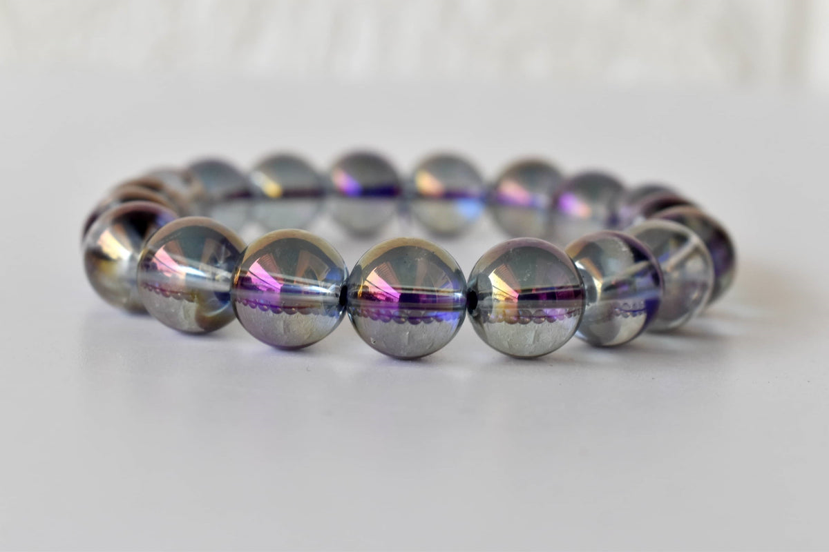 Aura Quartz Amethyst Bracelet(Intuition and Self- Healing).