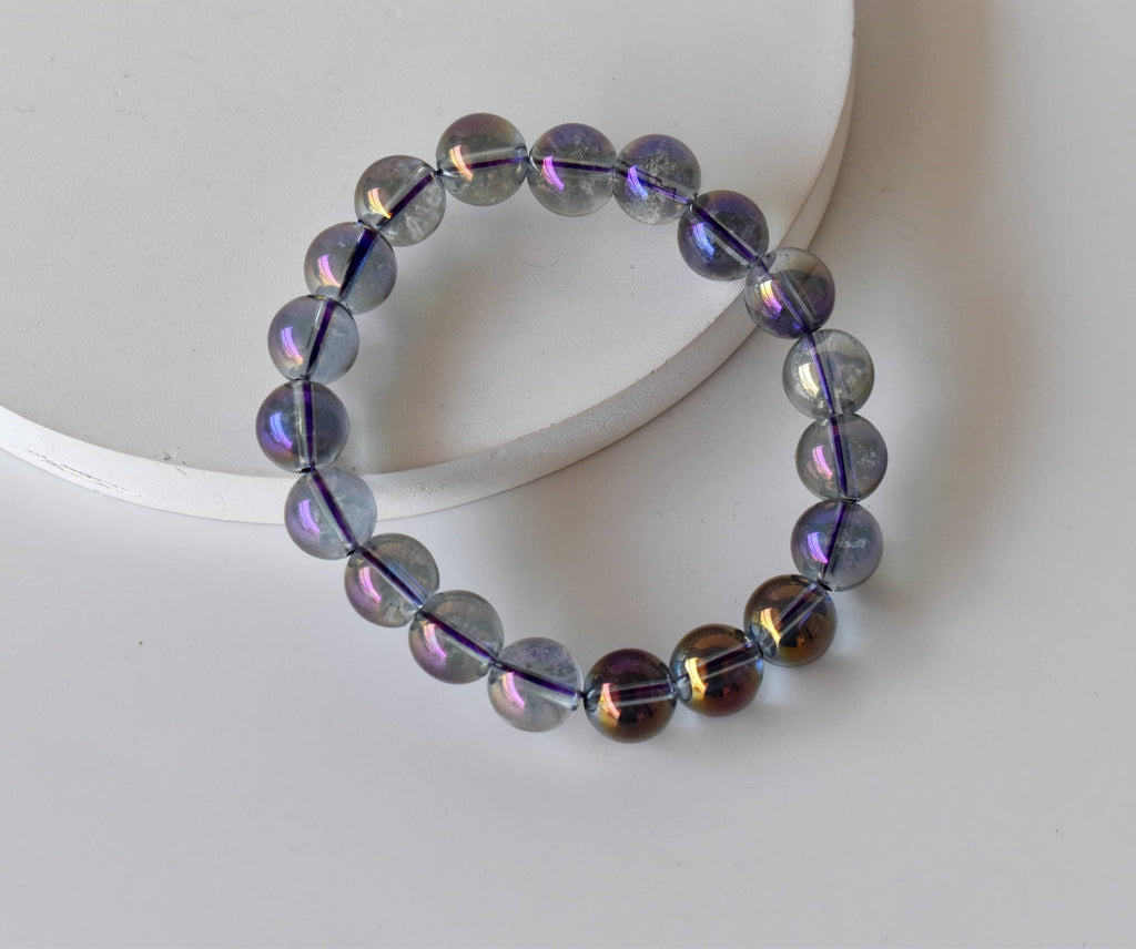 Aura Quartz Amethyst Bracelet(Intuition and Self- Healing).