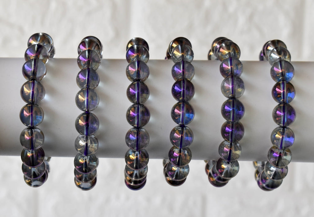 Aura Quartz Amethyst Bracelet(Intuition and Self- Healing).