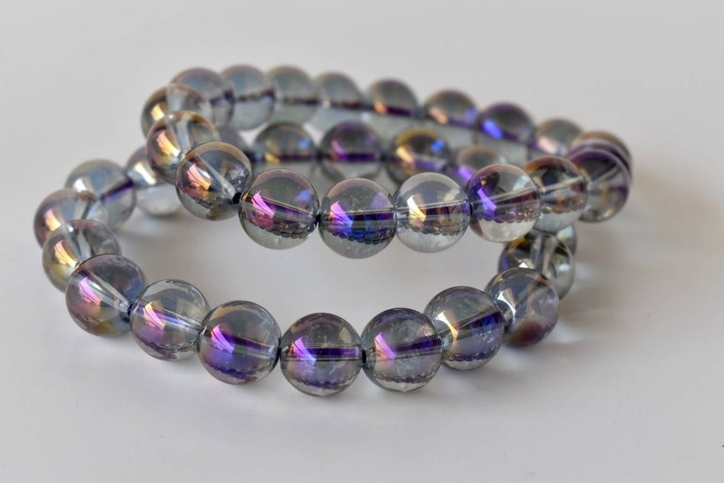 Aura Quartz Amethyst Bracelet(Intuition and Self- Healing).