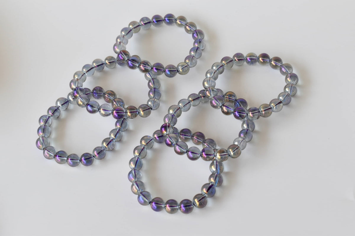 Aura Quartz Amethyst Bracelet(Intuition and Self- Healing).