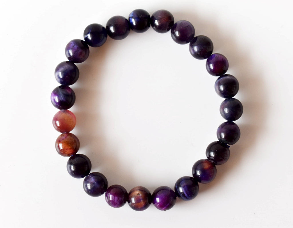 Violet Heated Tiger Cats Eye Bracelet (Creativity and Intuition).