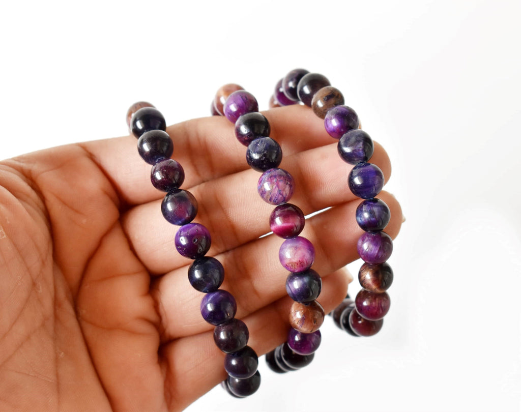 Violet Heated Tiger Cats Eye Bracelet (Creativity and Intuition).