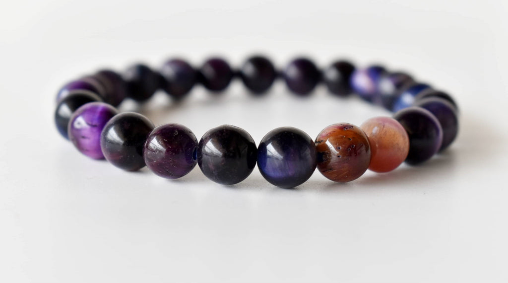 Violet Heated Tiger Cats Eye Bracelet (Creativity and Intuition).