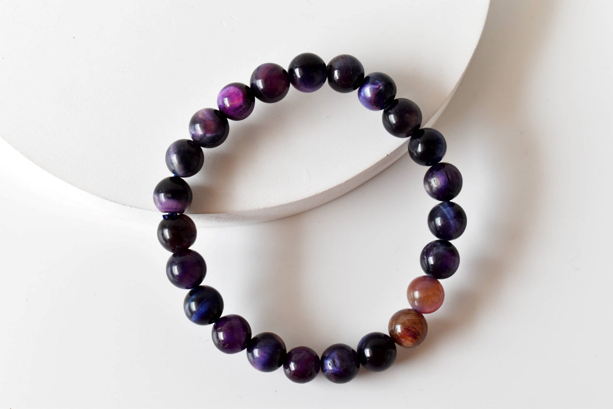 Violet Heated Tiger Cats Eye Bracelet (Creativity and Intuition).