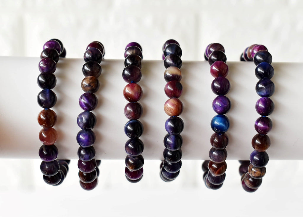 Violet Heated Tiger Cats Eye Bracelet (Creativity and Intuition).