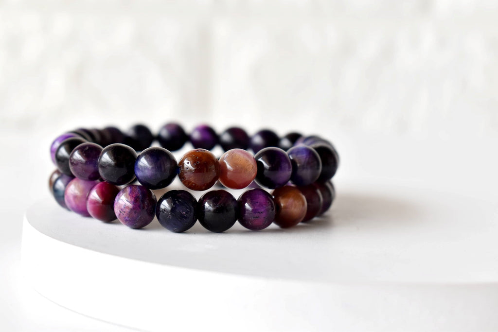 Violet Heated Tiger Cats Eye Bracelet (Creativity and Intuition).
