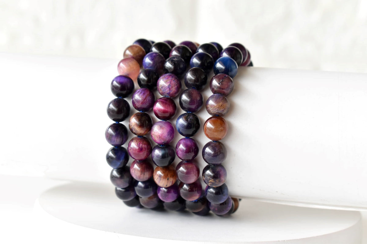 Violet Heated Tiger Cats Eye Bracelet (Creativity and Intuition).