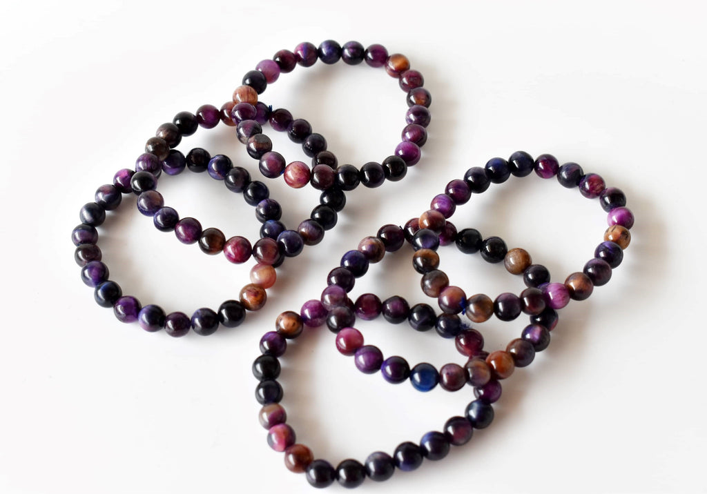 Violet Heated Tiger Cats Eye Bracelet (Creativity and Intuition).