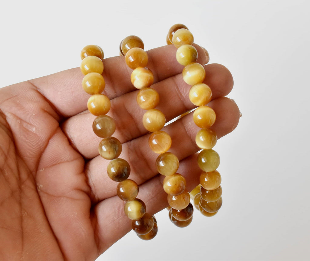 Yellow Heated Tiger Cats Eye Bracelet (Prosperity and Creativity)