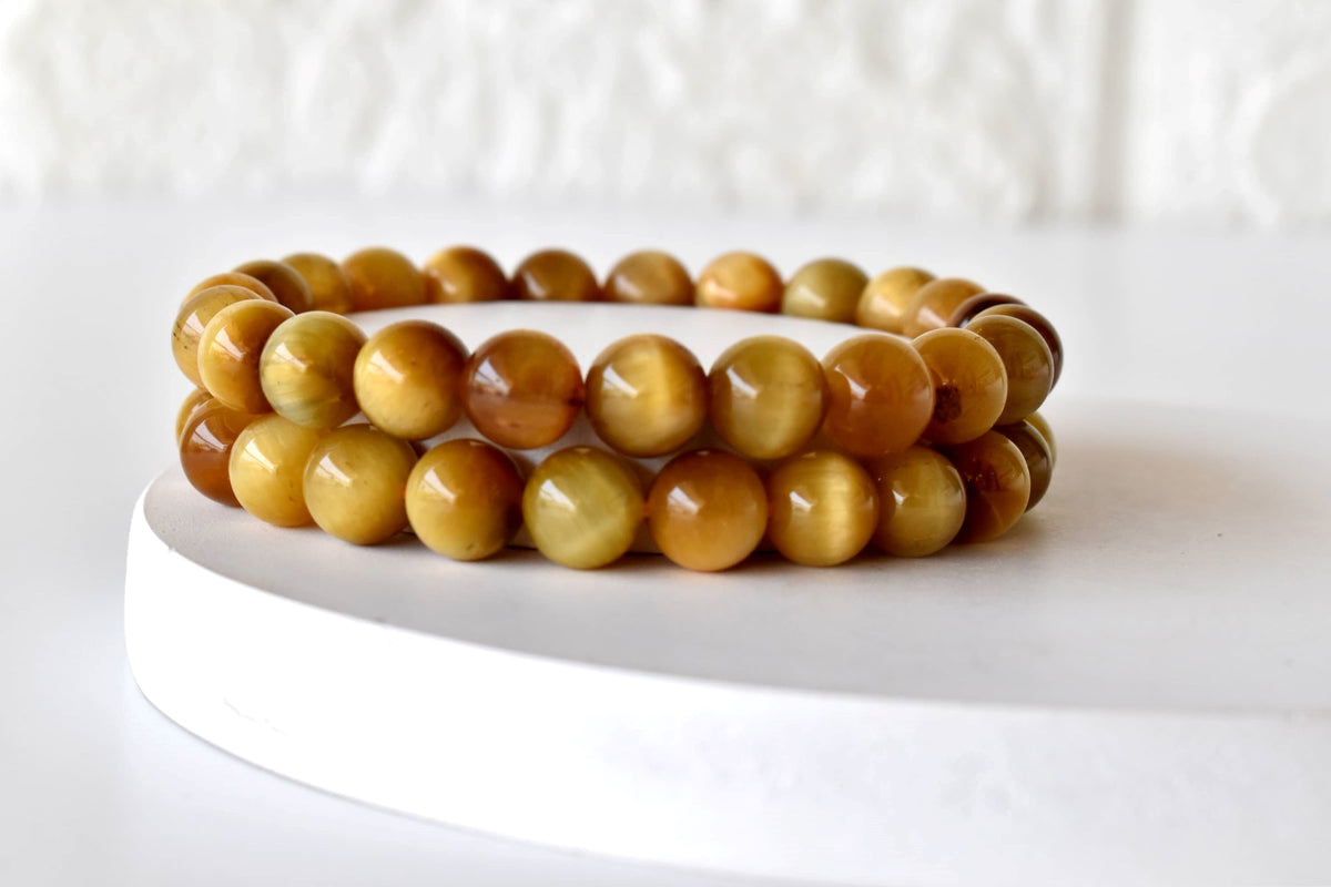 Yellow Heated Tiger Cats Eye Bracelet (Prosperity and Creativity)