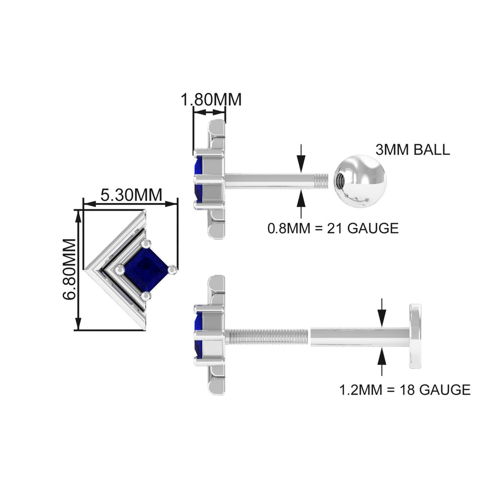Real Blue Sapphire Solitaire Tragus Earring | Body Jewelry | Wiccan Center