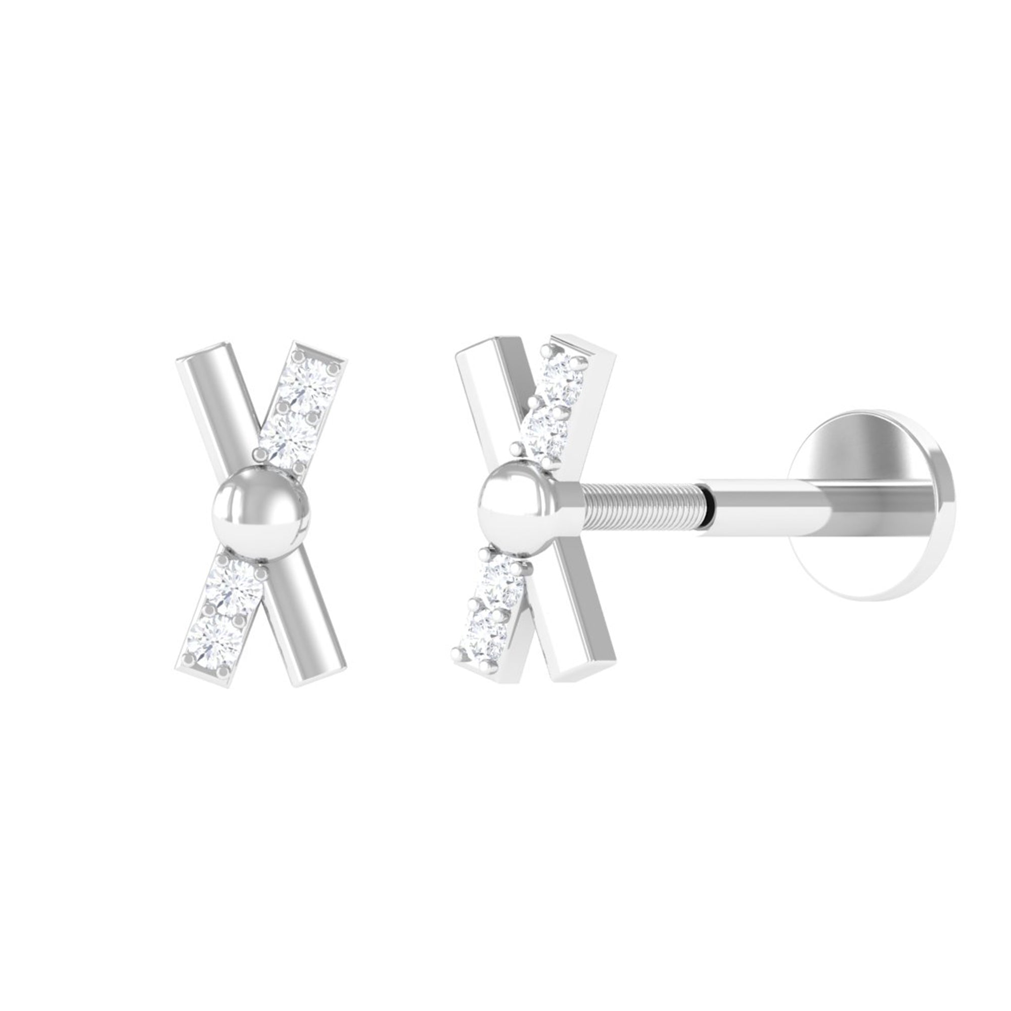 Simple Diamond X Earring for Tragus Piercing | Body Jewelry | Wiccan Center