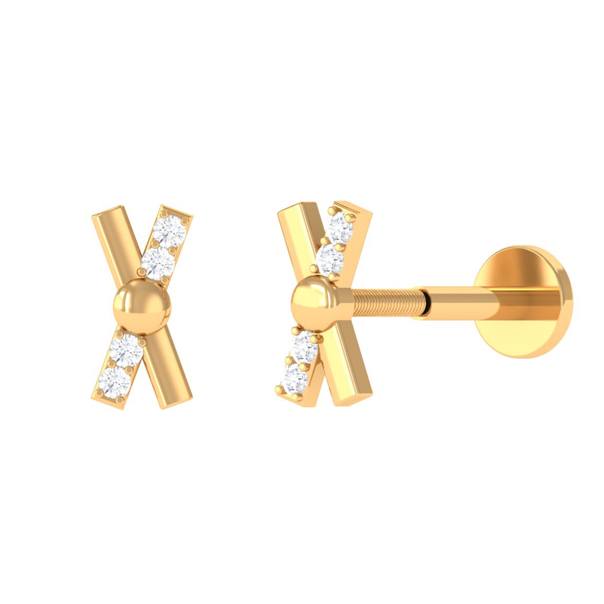 Simple Diamond X Earring for Tragus Piercing | Body Jewelry | Wiccan Center