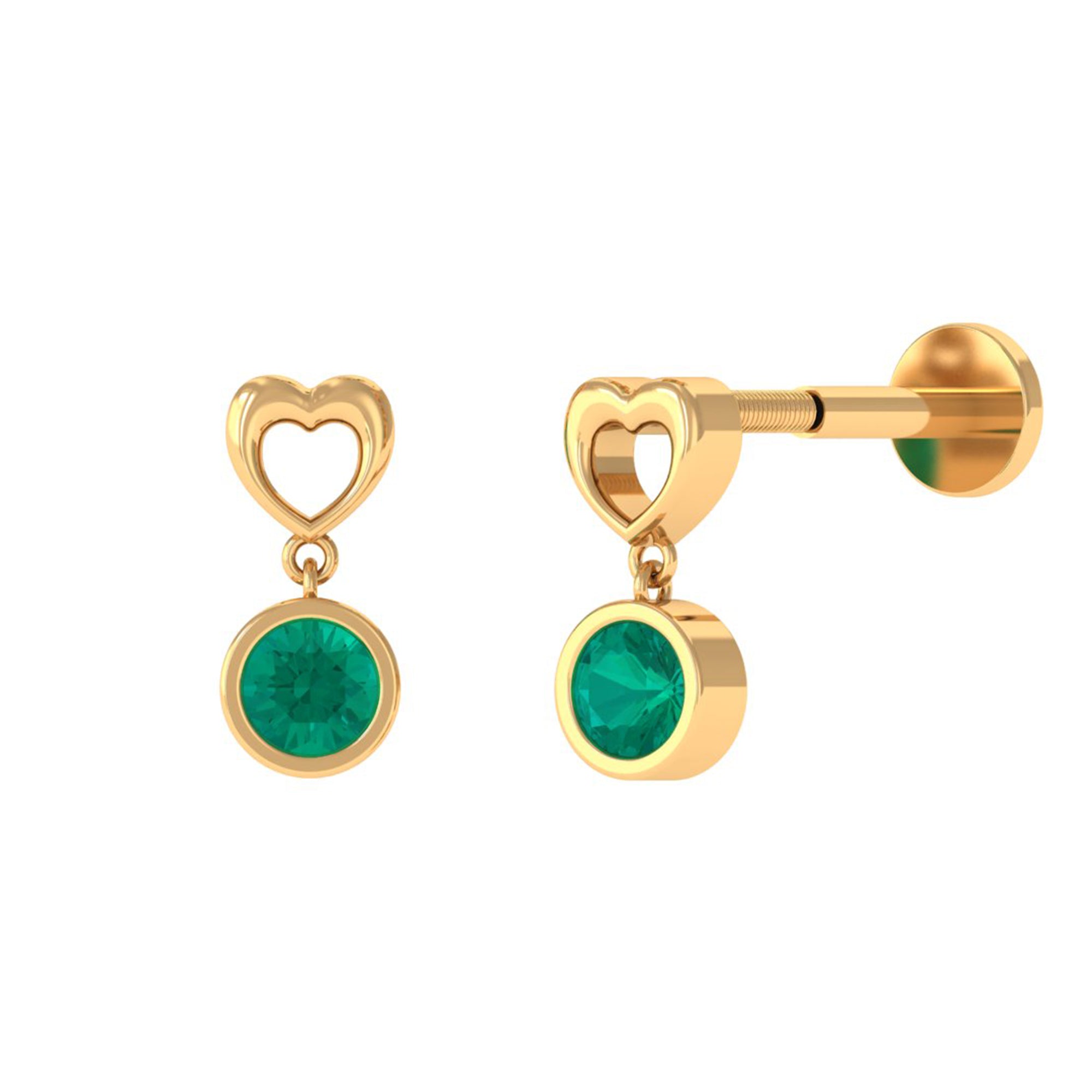 Emerald Heart Drop Earring for Tragus Piercing | Body Jewelry | Wiccan Center