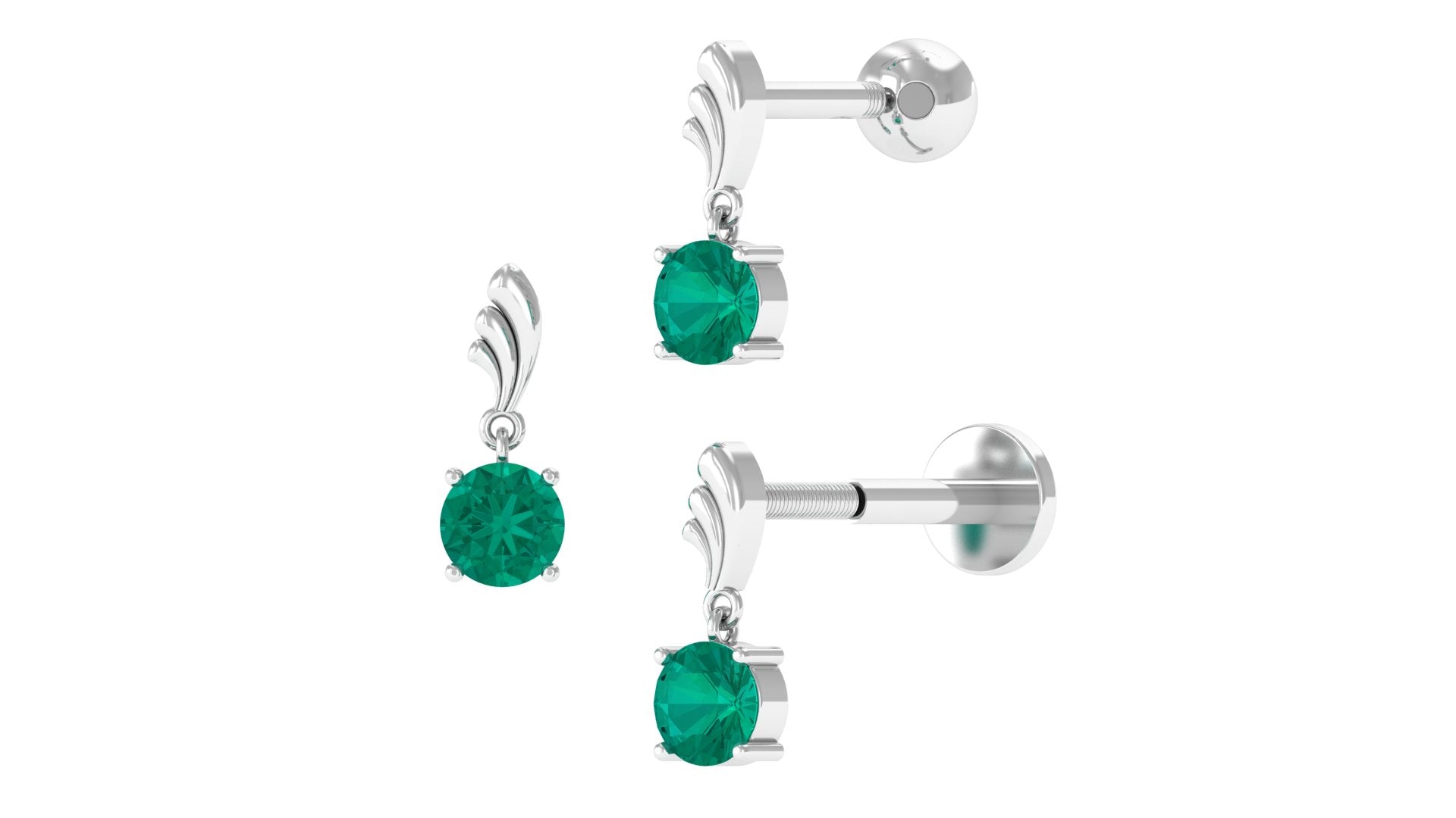 Minimal Emerald Drop Earring for Tragus Piercing | Body Jewelry | Wiccan Center