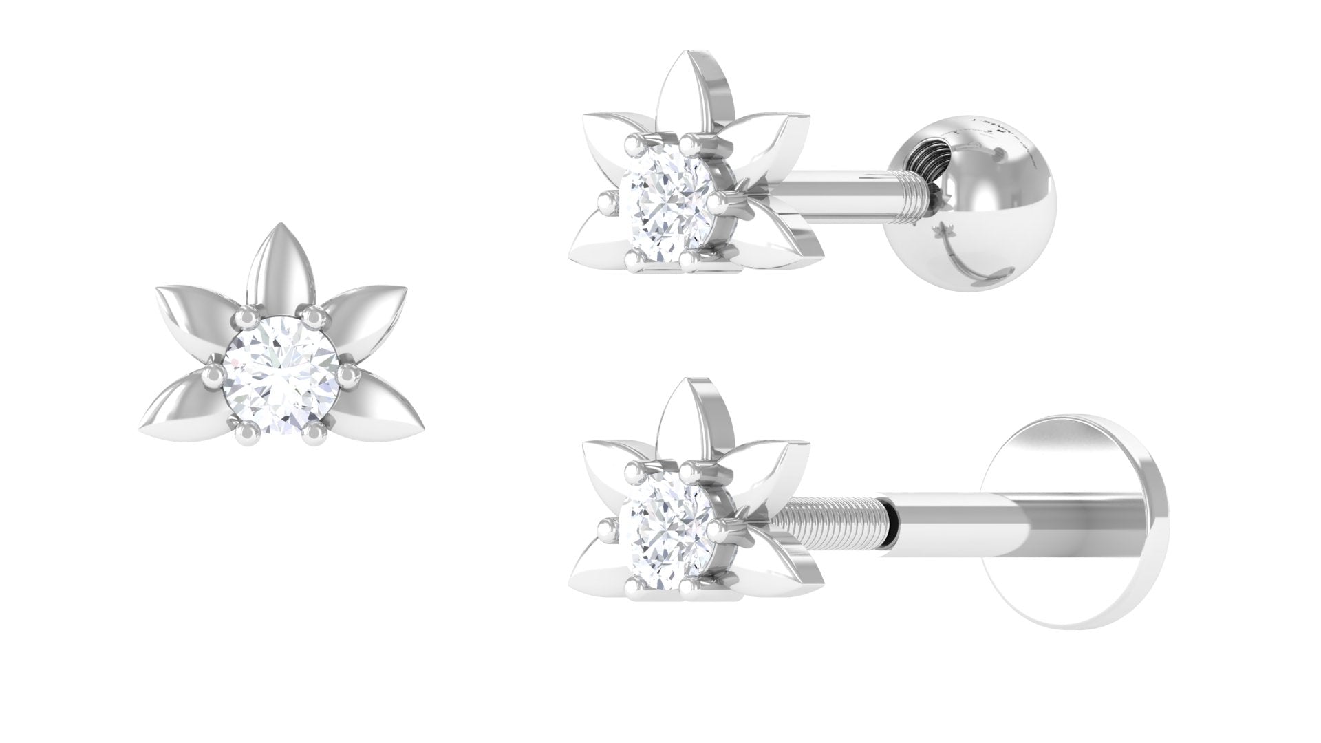 Diamond Floral Earring for Tragus Piercing | Body Jewelry | Wiccan Center