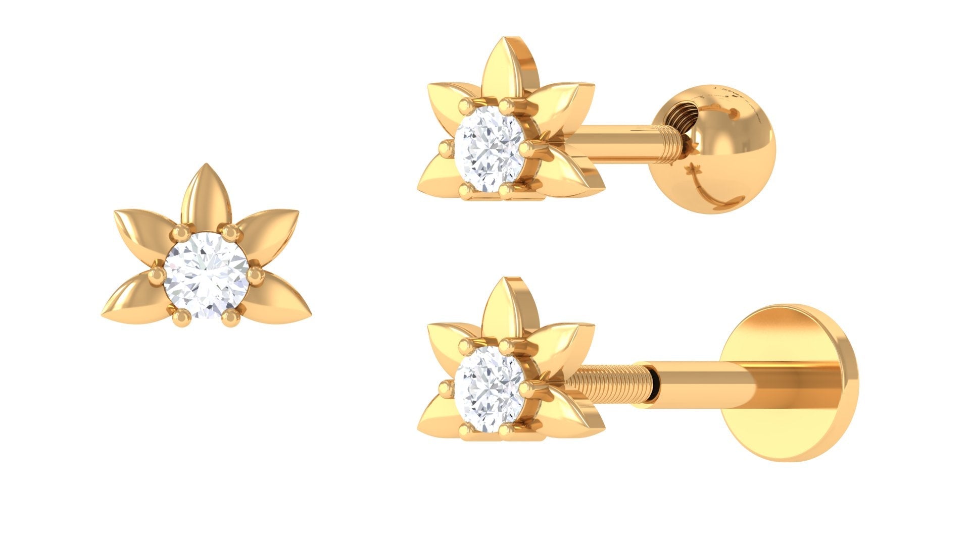 Diamond Floral Earring for Tragus Piercing | Body Jewelry | Wiccan Center