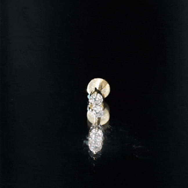 Minimalist Moissanite 2 Stone Earring for Tragus Piercing | Body Jewelry | Wiccan Center