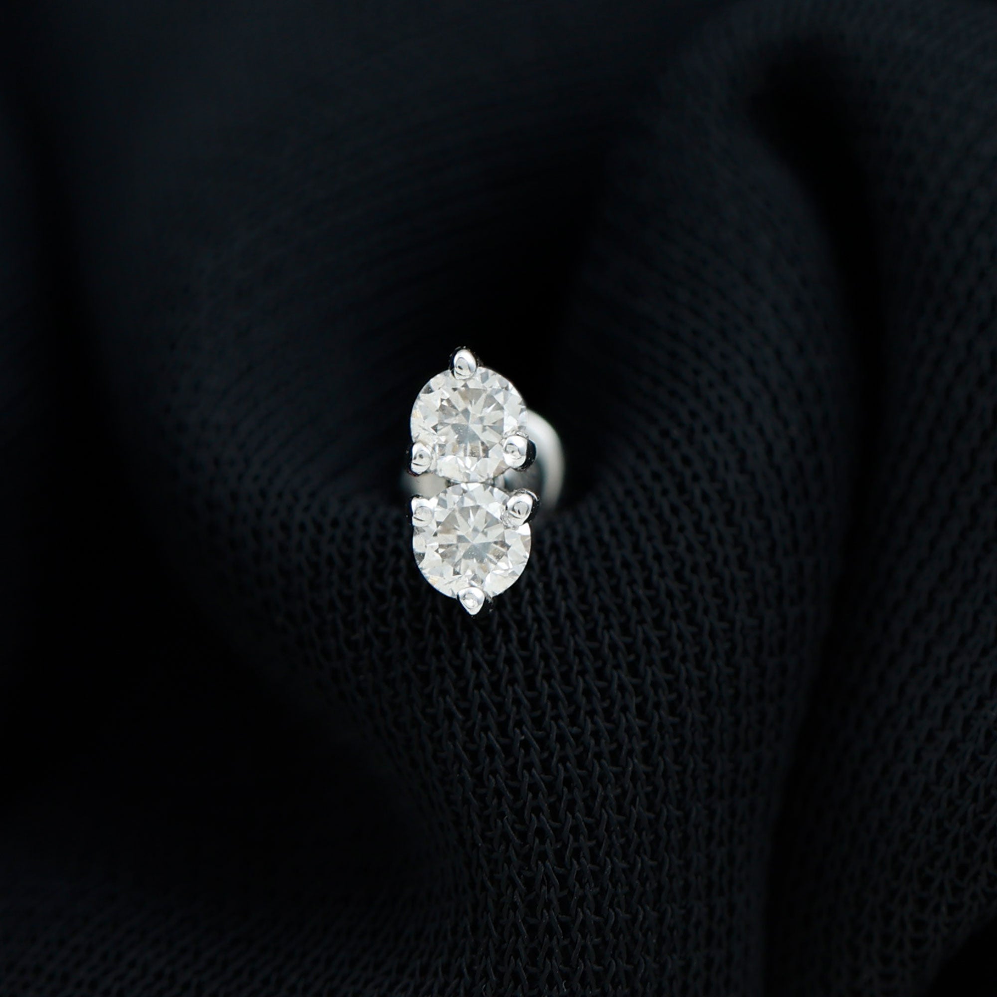 Minimalist Moissanite 2 Stone Earring for Tragus Piercing | Body Jewelry | Wiccan Center