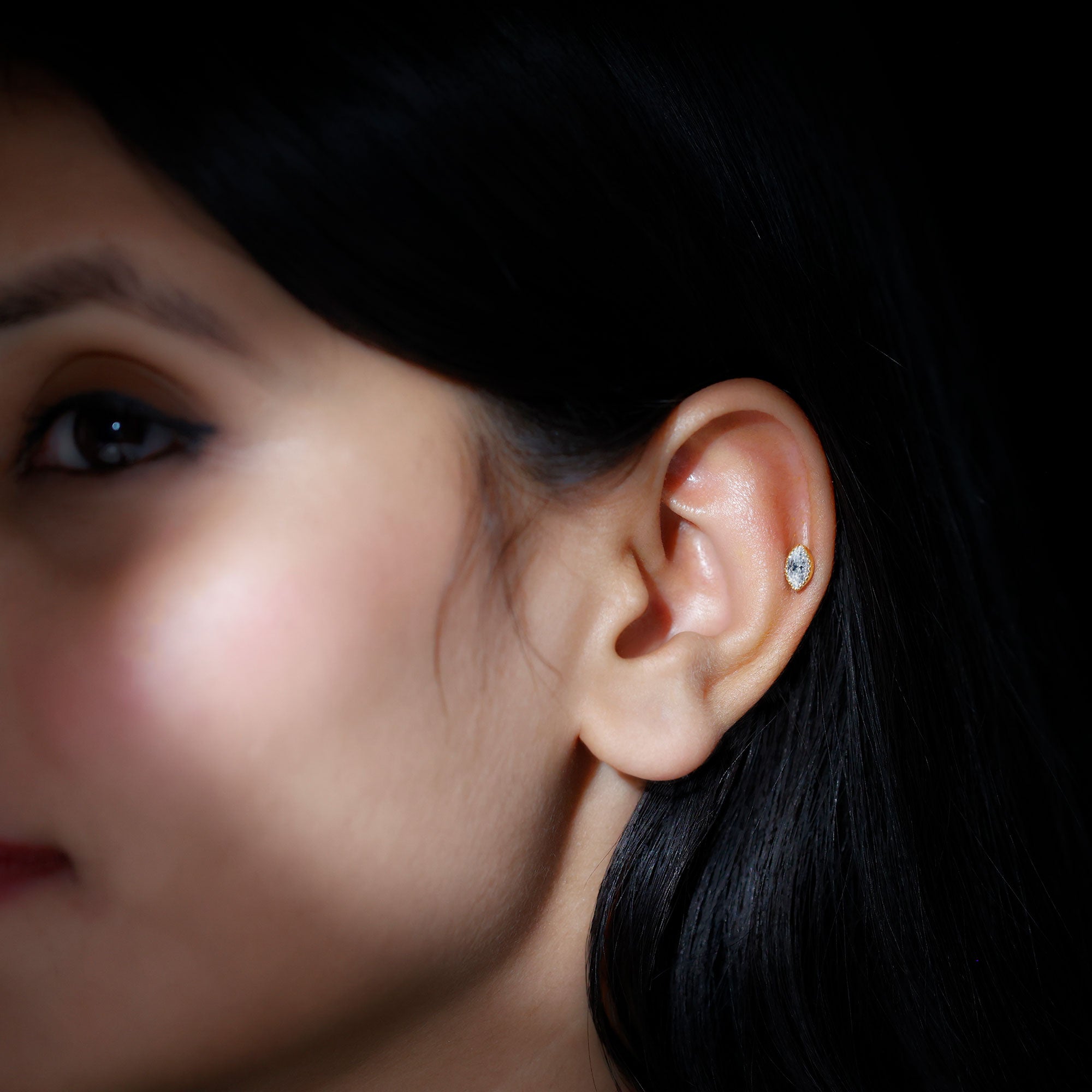 Marquise Diamond Solitaire Earring for Tragus Piercing | Body Jewelry | Wiccan Center