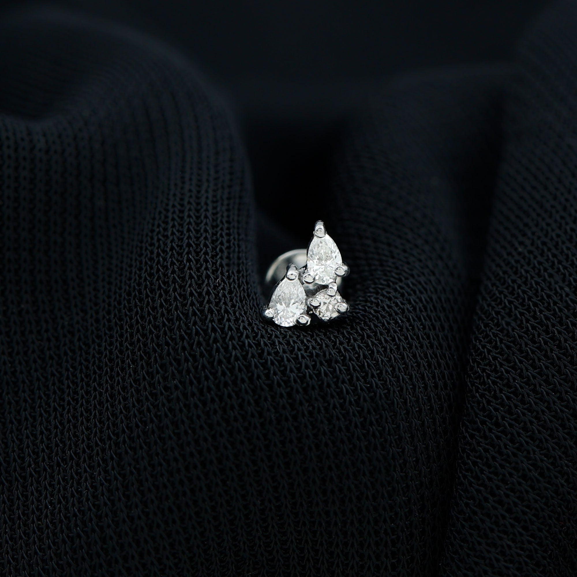 Natural Three Diamond Cluster Tragus Earring | Body Jewelry | Wiccan Center