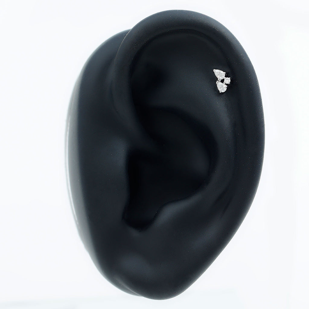 Natural Three Diamond Cluster Tragus Earring | Body Jewelry | Wiccan Center