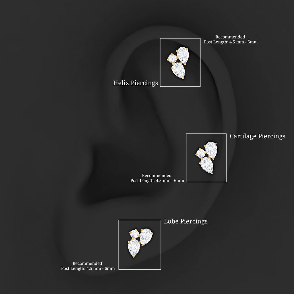 Natural Three Diamond Cluster Tragus Earring | Body Jewelry | Wiccan Center