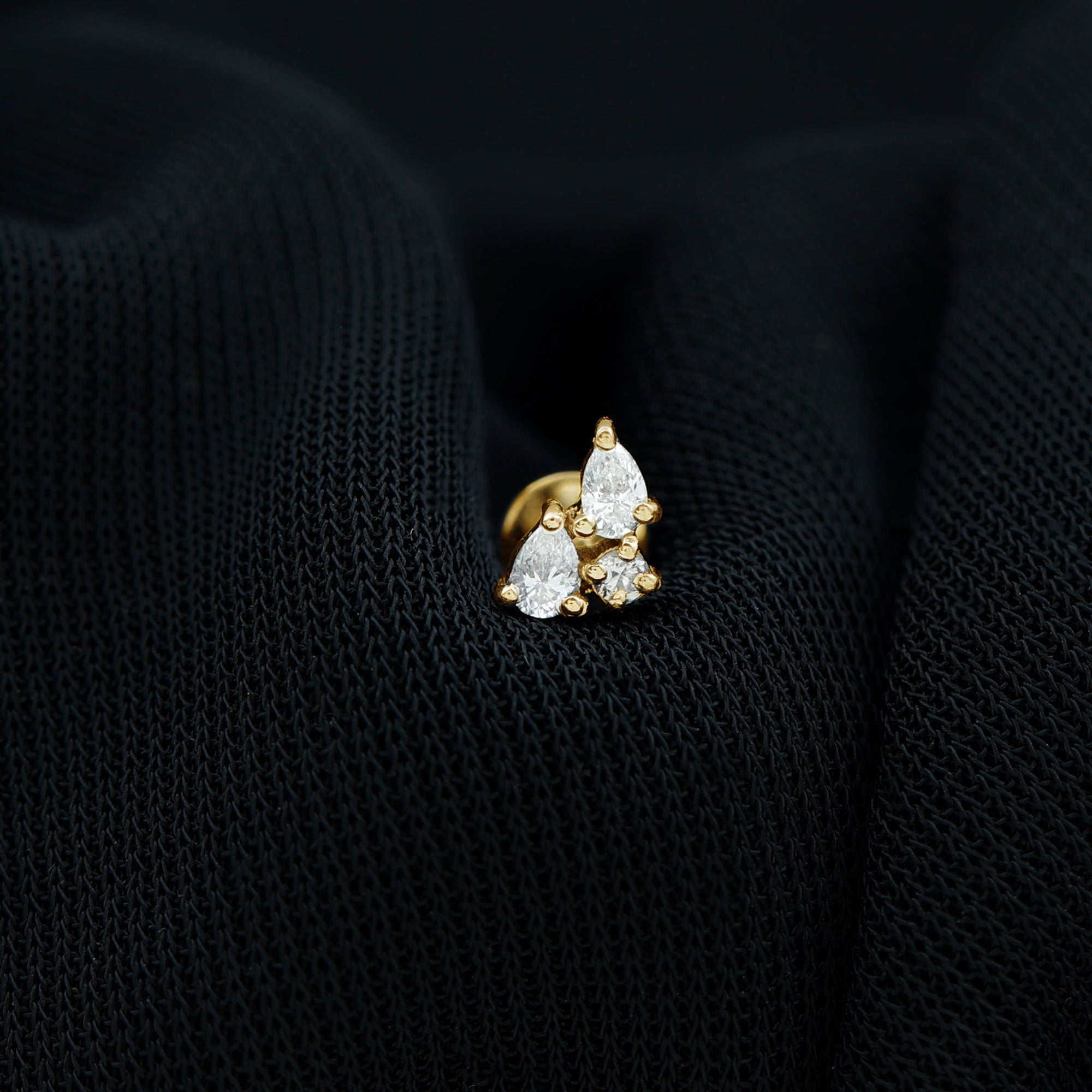 Natural Three Diamond Cluster Tragus Earring | Body Jewelry | Wiccan Center