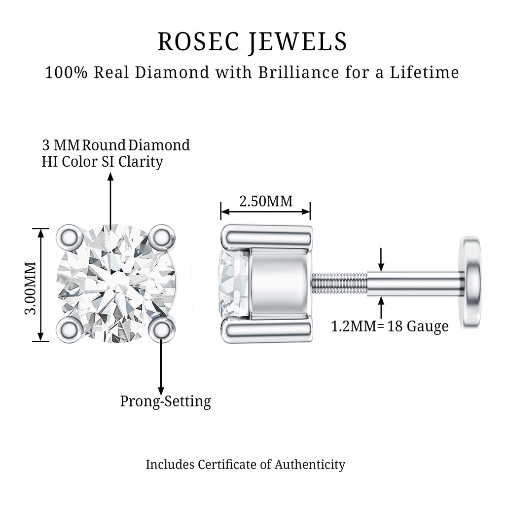 Minimalist Diamond Solitaire Tragus Earring | Body Jewelry | Wiccan Center
