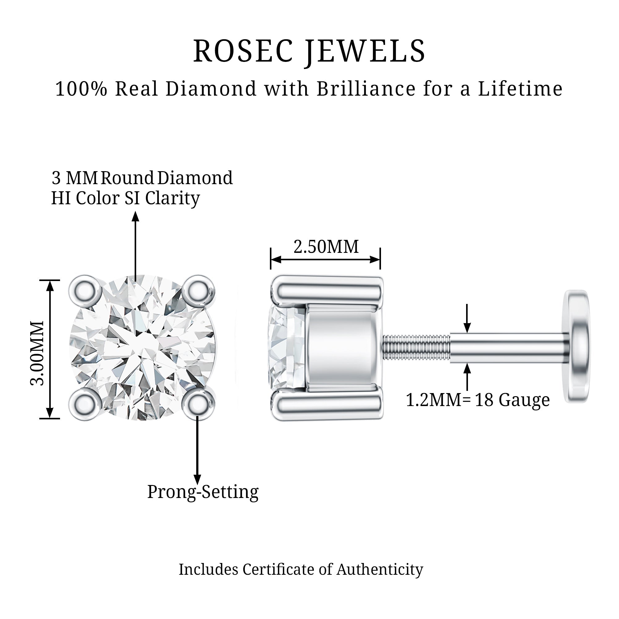 Minimalist Diamond Solitaire Tragus Earring | Body Jewelry | Wiccan Center