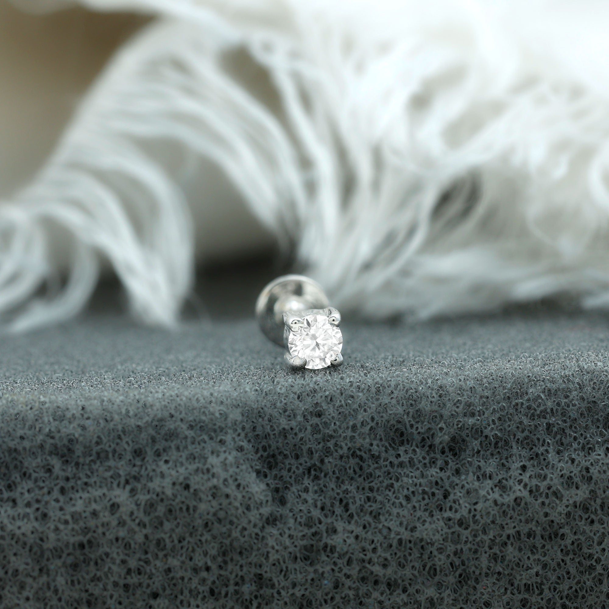 Minimalist Diamond Solitaire Tragus Earring | Body Jewelry | Wiccan Center