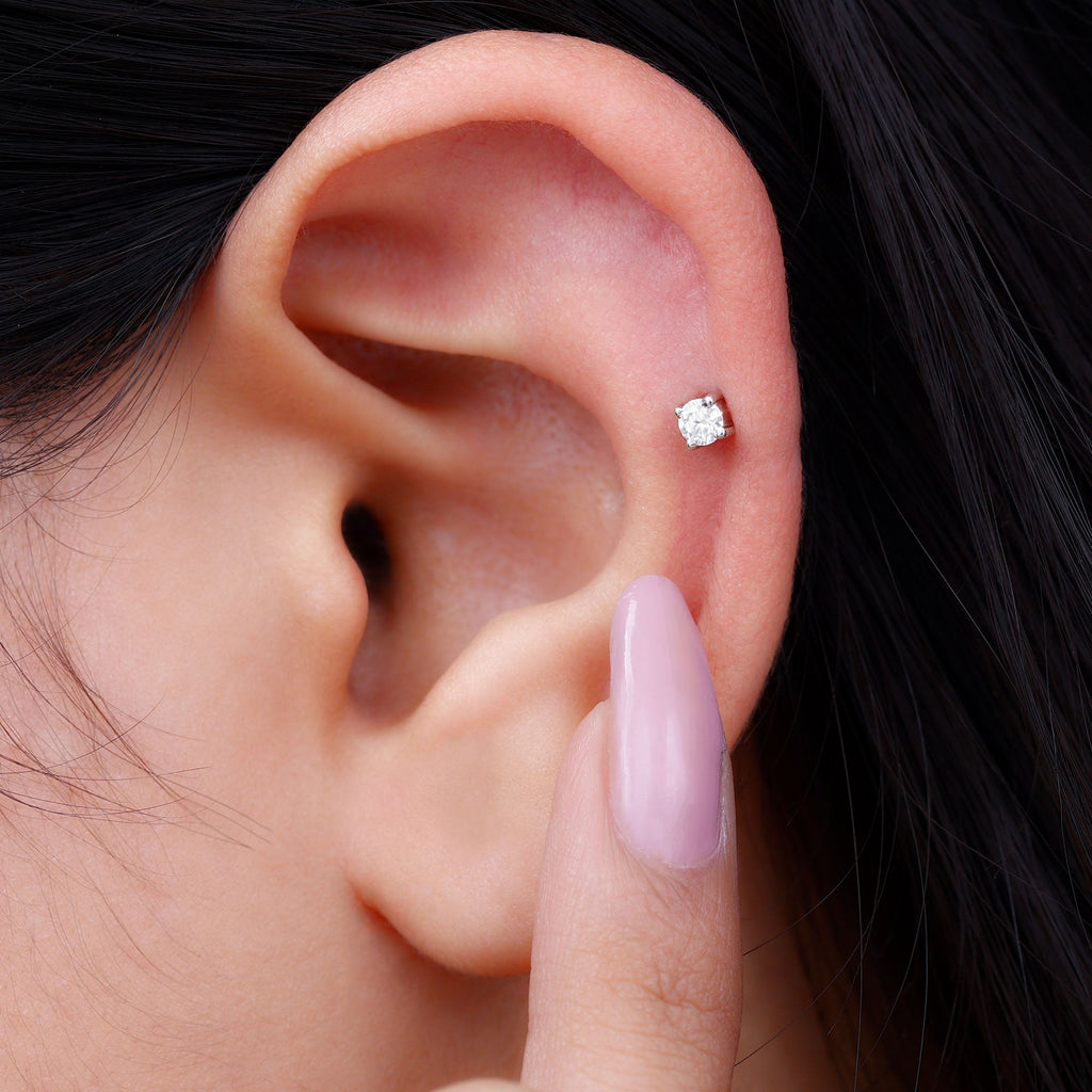 Minimalist Diamond Solitaire Tragus Earring | Body Jewelry | Wiccan Center