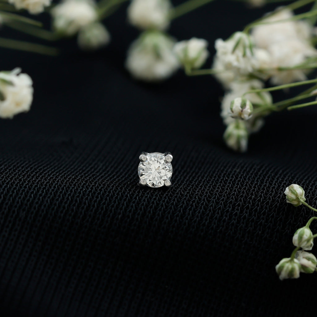 Minimalist Diamond Solitaire Earring for Tragus Piercing | Body Jewelry | Wiccan Center