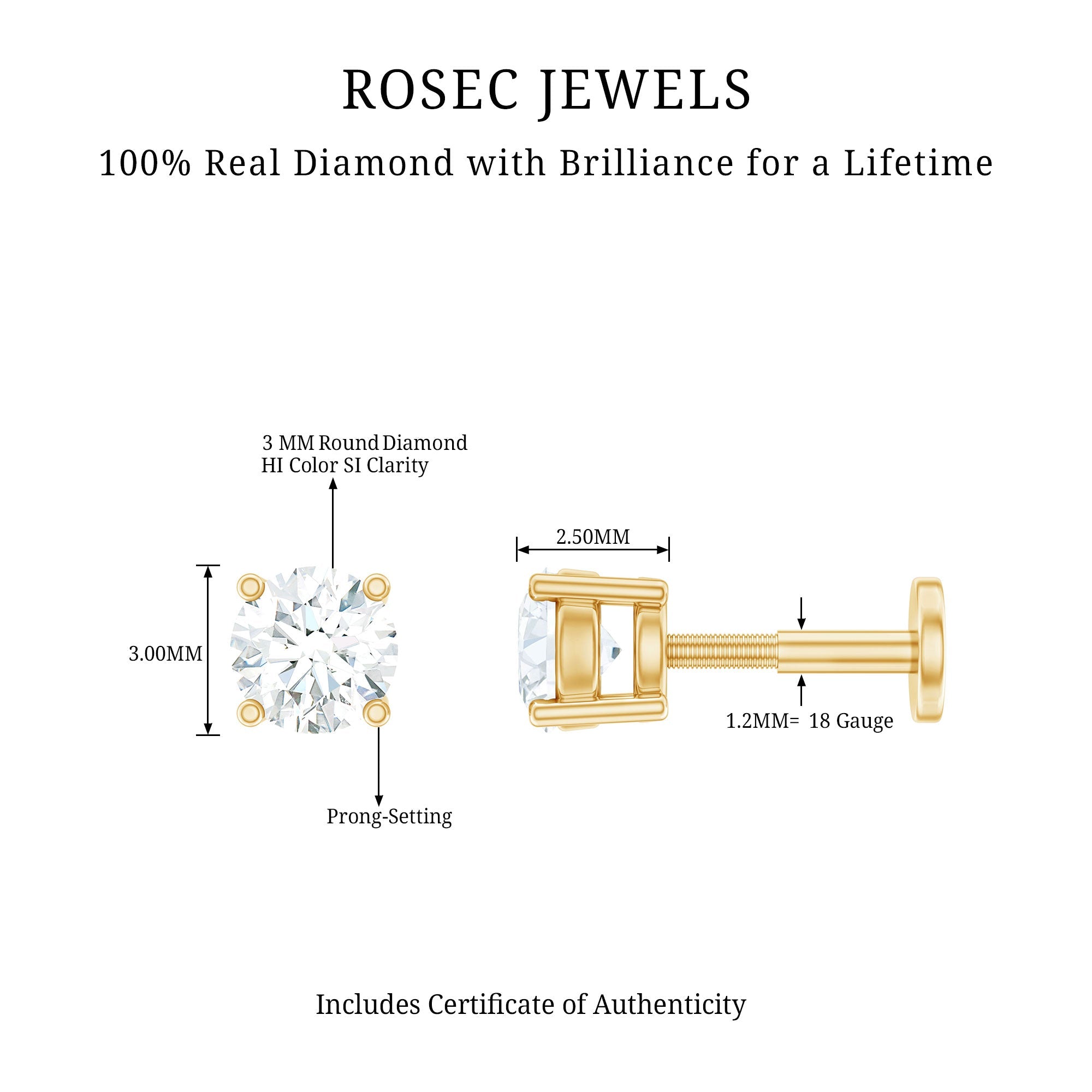 Minimalist Diamond Solitaire Earring for Tragus Piercing | Body Jewelry | Wiccan Center