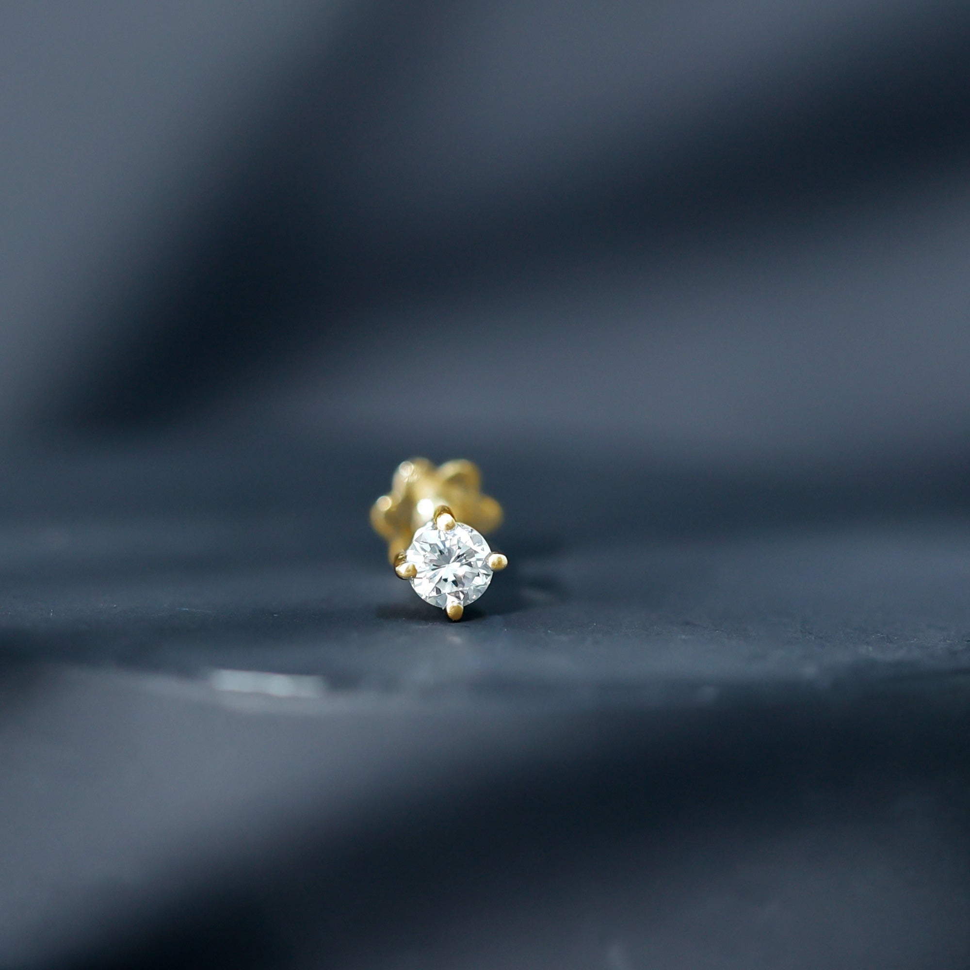 Minimalist Diamond Solitaire Earring for Tragus Piercing | Body Jewelry | Wiccan Center