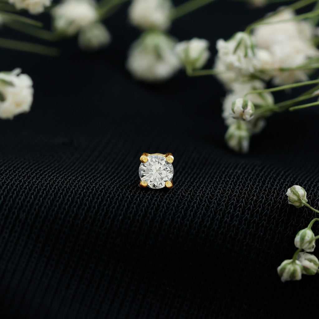 Minimalist Diamond Solitaire Earring for Tragus Piercing | Body Jewelry | Wiccan Center