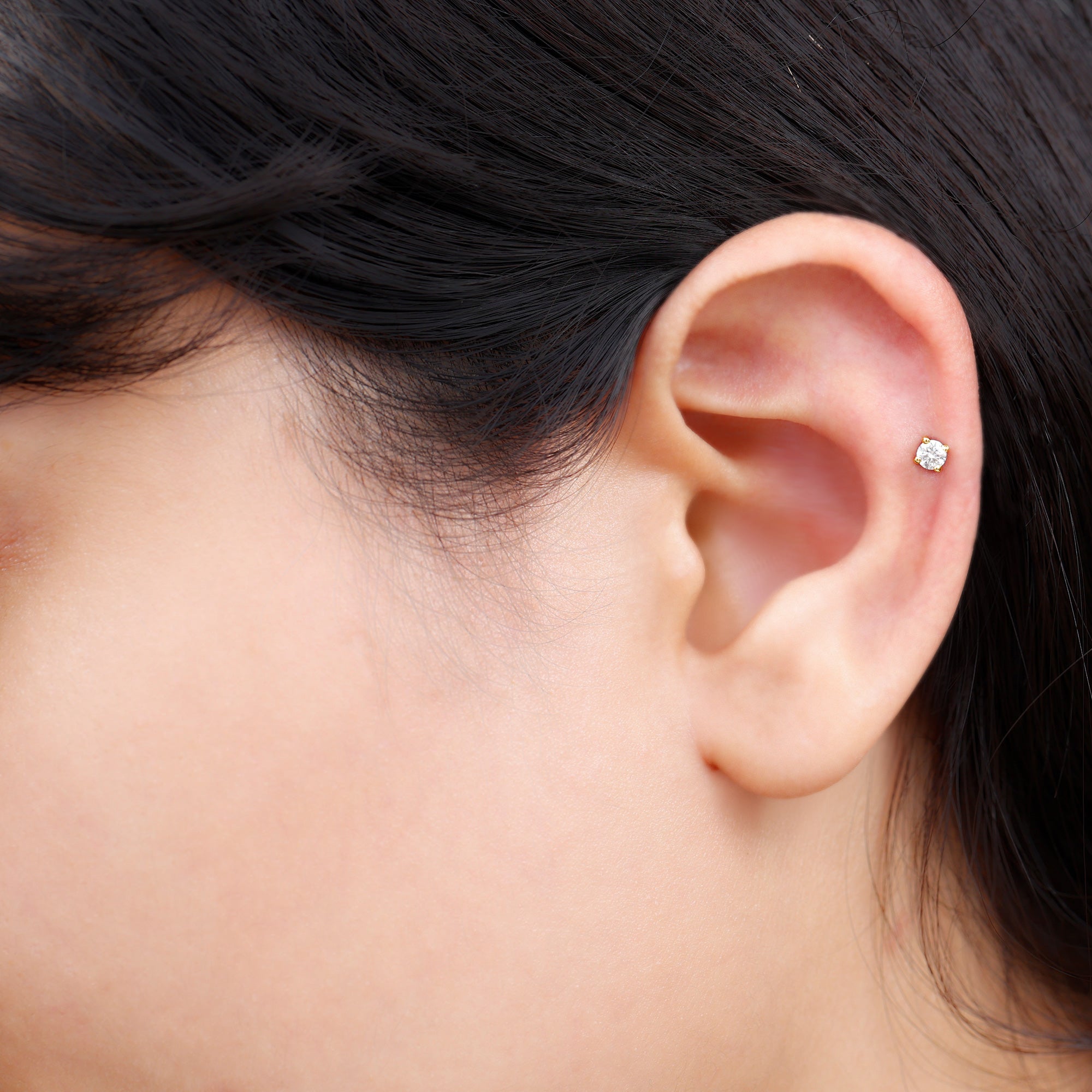 Minimalist Diamond Solitaire Earring for Tragus Piercing | Body Jewelry | Wiccan Center