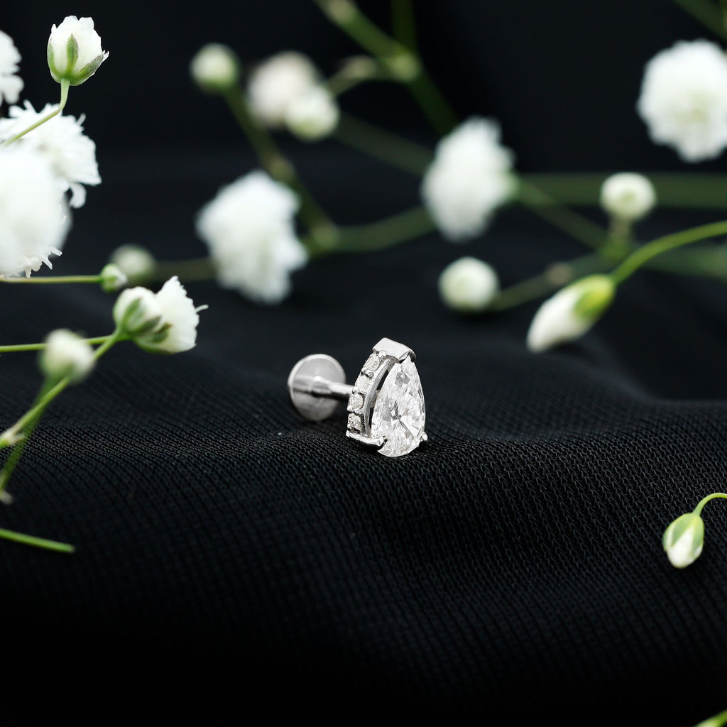 Pear Shaped Diamond Solitaire Tragus Earring | Body Jewelry | Wiccan Center